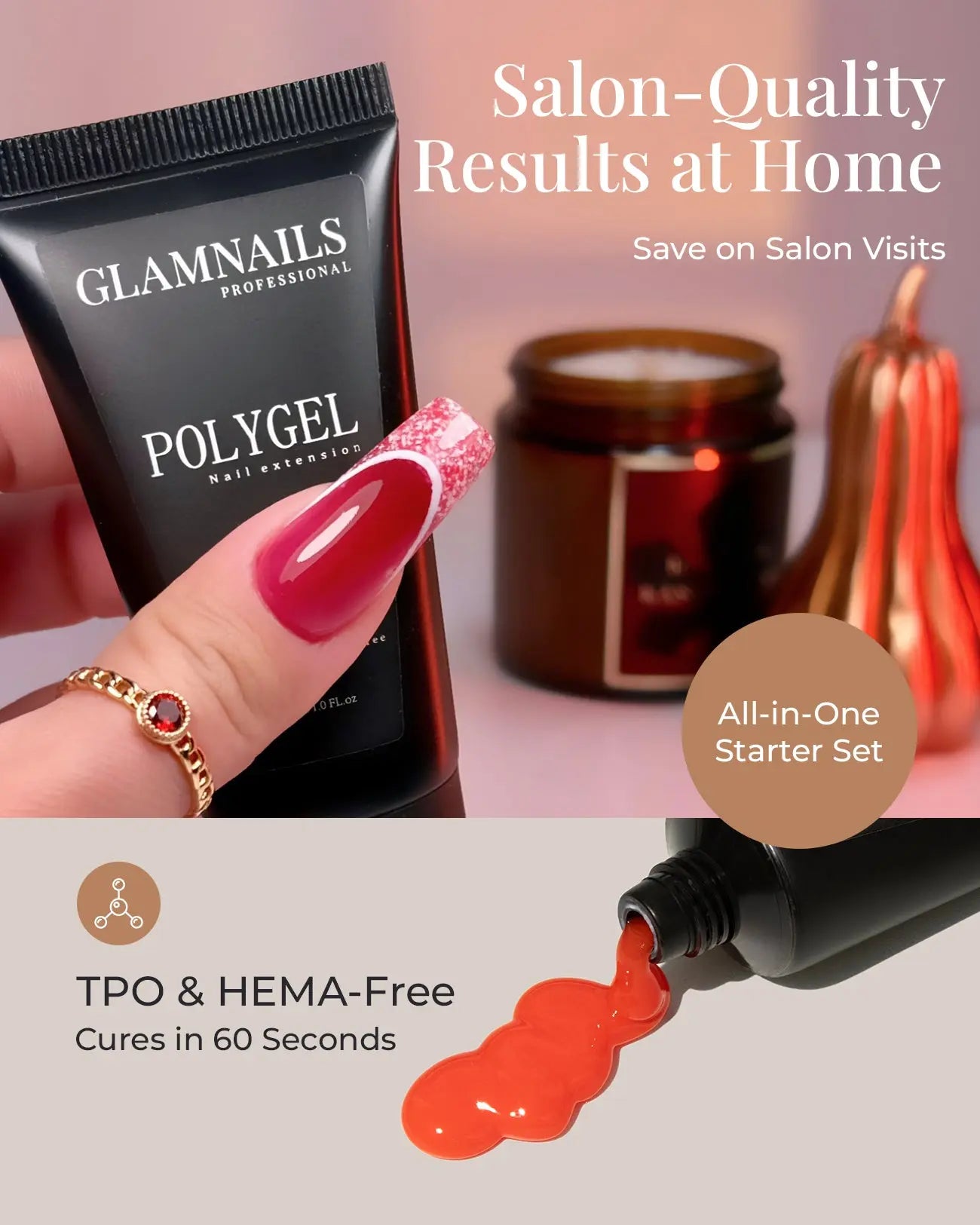Glamnailsprofessional Hälsa & skönhet > Nagelvård > Nagelgel Polygel Startset | 1+1 Gratis Färger